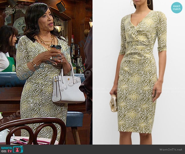 Chiara Boni La Petite Robe Ruched Zebra-Print Bodycon Midi Dress worn by Paulina Price (Jackée Harry) on Days of our Lives