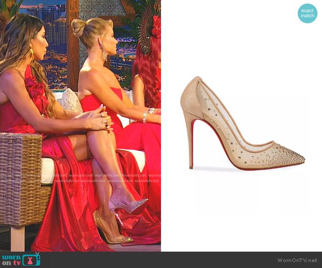 Taleen’s beige mesh pumps on The Real Housewives of Dubai