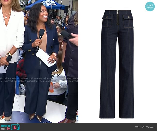 Cinq a Sept Azure Wide Leg Jeans worn by Sheinelle Jones on Today