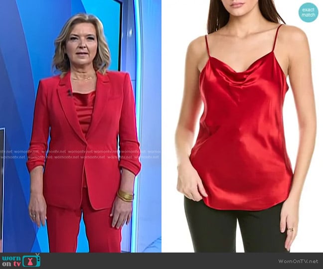 Cinq a Sept Marta Silk Cami in Red worn by Christine Romans on Today