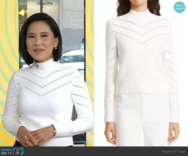 Club Monaco Paneled Stitch Mock Neck Sweater worn by Vicky Nguyen on Today