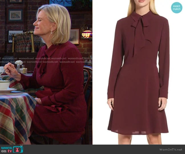 Maggy London Crepe Bow Fit & Flare Dress worn by Kayla Brady (Mary Beth Evans) on Days of our Lives