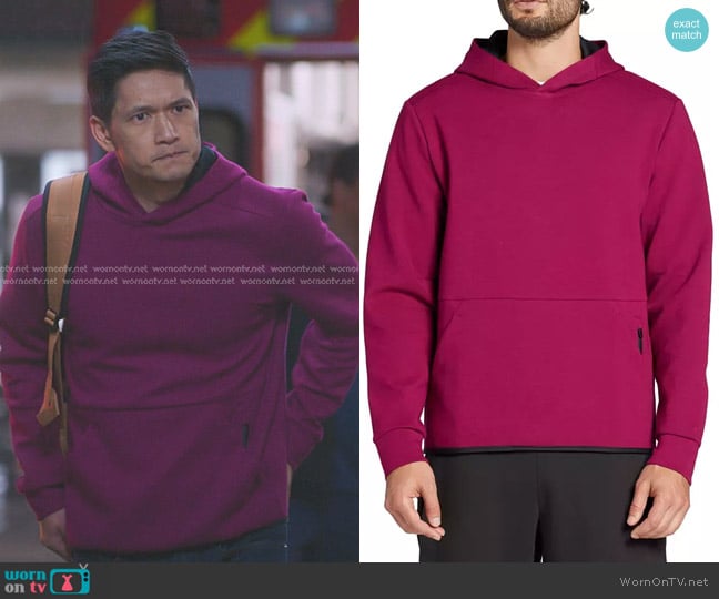 DSG Sport Fleece Hoodie in Raspberry Sherbet worn by Blue (Harry Shum Jr.) on Greys Anatomy