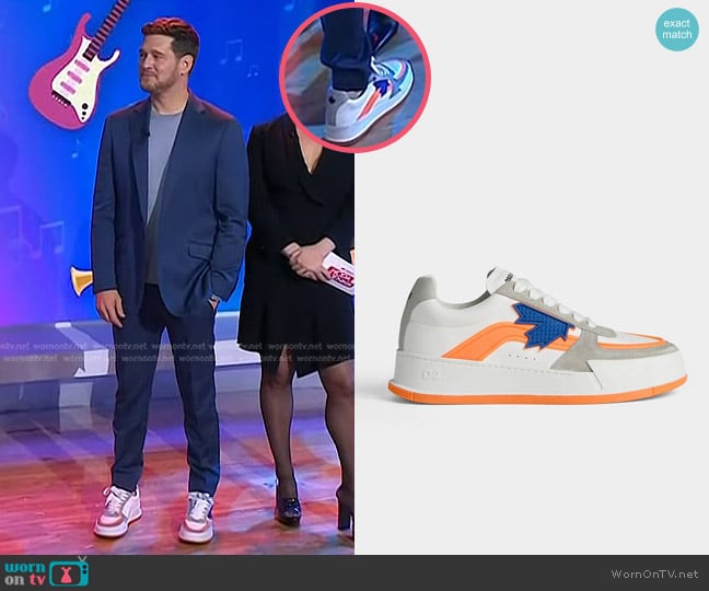 Dsquared2 Canadian Panelled Leather Sneakers worn by Michael Bublé on Today