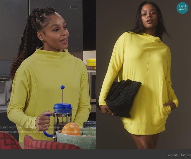 Daily Practice by Anthropologie Long-Sleeve Mock-Neck Knit Mini Dress worn by Simone (Geffri Hightower) on All American Homecoming