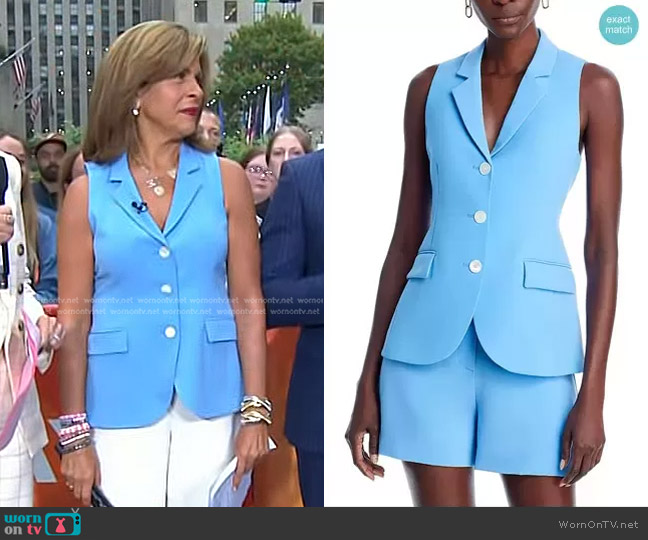 Derek Lam 10 Crosby Theodora Notch Collar Vest in Azure worn by Hoda Kotb on Today