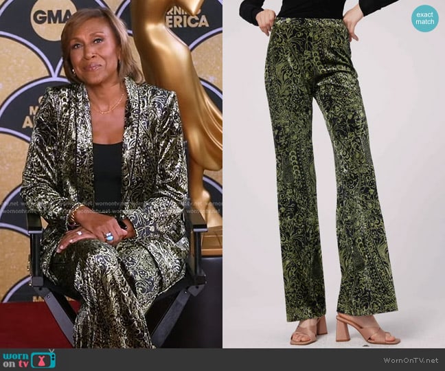 Diane von Furstenberg Ruthette Paisley Velvet Pants worn by Robin Roberts on Good Morning America