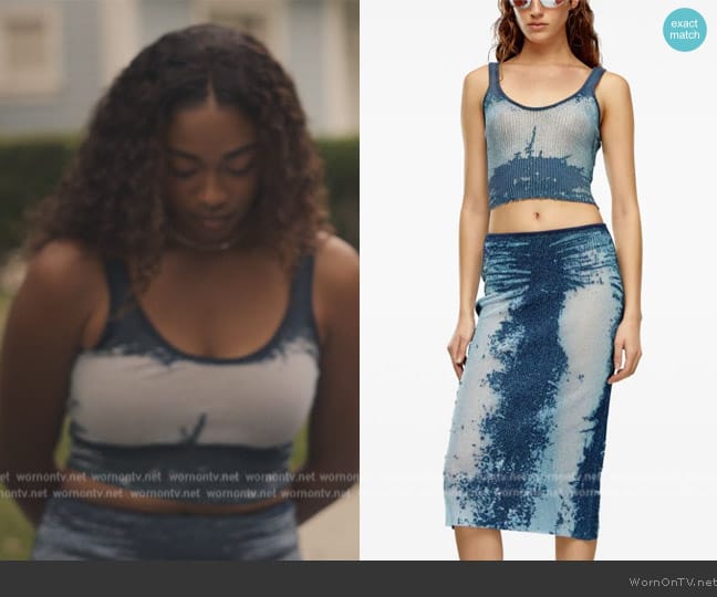 Diesel Deidrina lurex tank top worn by Lisa (Simone Joy Jones) on Bel-Air