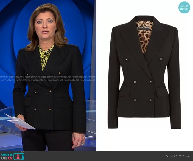 Dolce & Gabbana Double-Breasted Wool Blazer worn by Norah O'Donnell on CBS Evening News