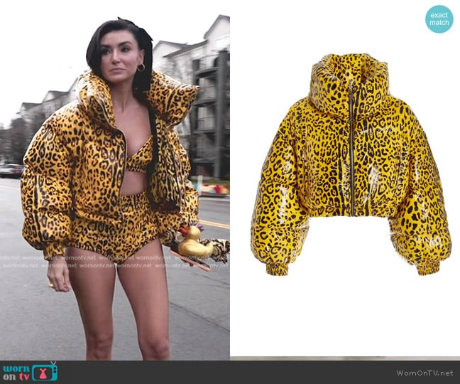 Dolce & Gabbana Leopard-Printed Down Puffer Jacket worn by Bronwyn Newport on The Real Housewives of Salt Lake City