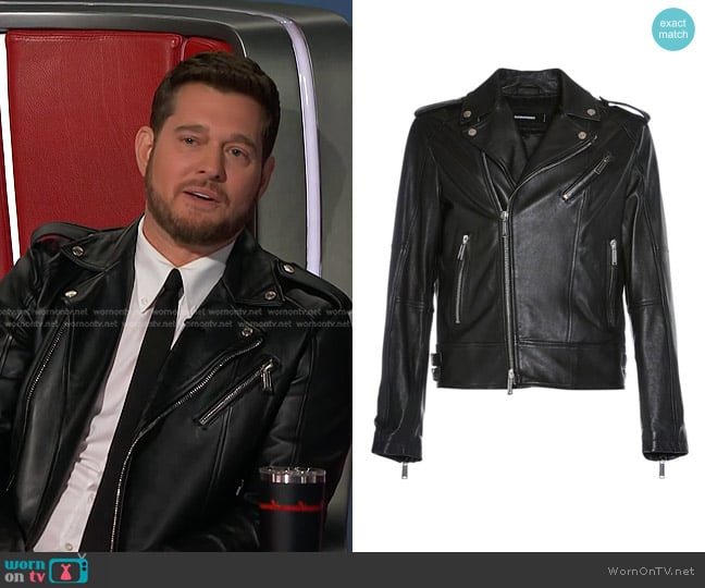 Dsquared2 Kiodo Leather Zip Jacket worn by Michael Bublé on The Voice