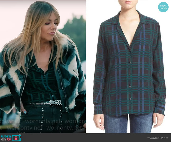 Equipment Adalyn Plaid Silk Shirt worn by Morgan Gillory (Kaitlin Olson) on High Potential