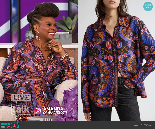 FARM Rio Heart Forest Button-Up Shirt worn by Tabitha Brown on The Talk