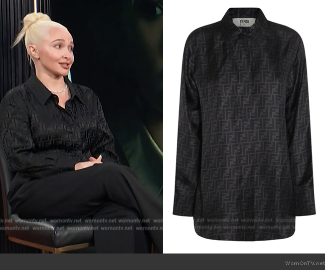 Fendi Motif Twill Long-Sleeve Shirt worn by Hayden Panettiere on E! News