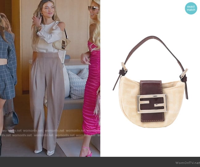 Fendi Zucca Croissant Canvas Leather Mini Bag worn by Alanna Gold on Selling Sunset