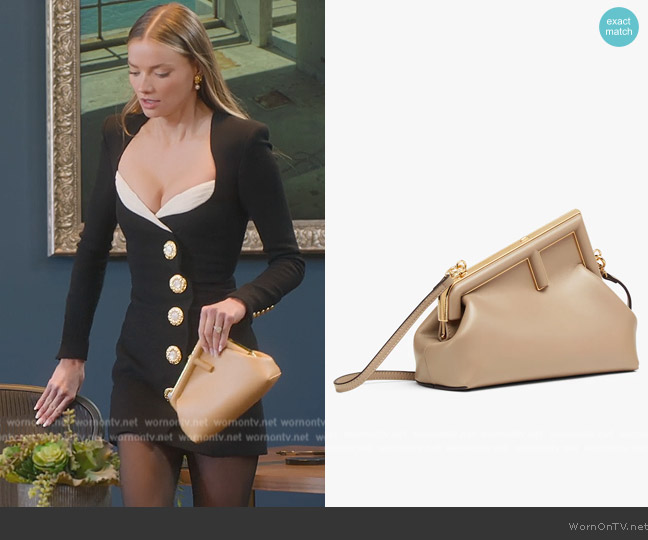 Alanna’s beige leather bag on Selling Sunset