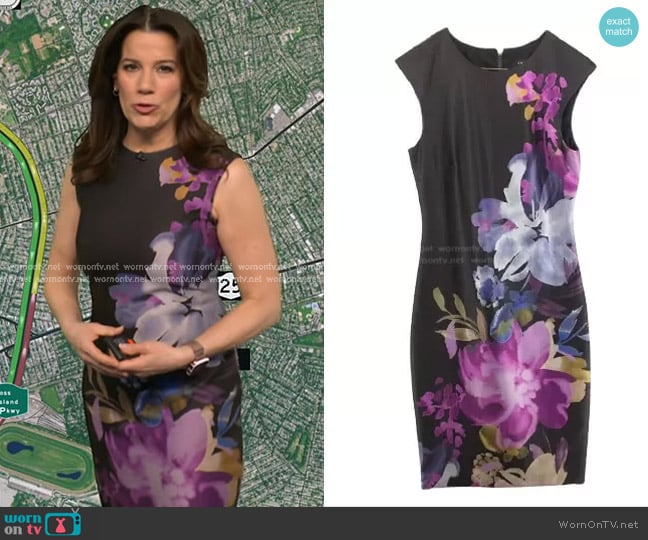 Tahari ASL Floral Sheath Dress worn by Heather O’Rourke on Good Morning America
