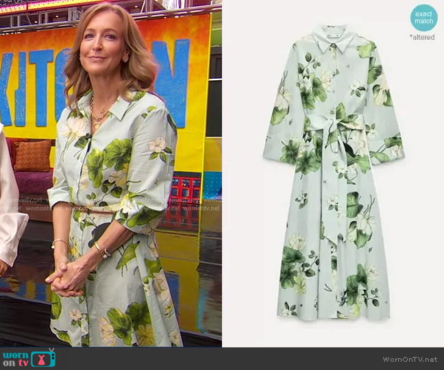Zara Floral Shirtdress in Blue worn by Lara Spencer on Good Morning America