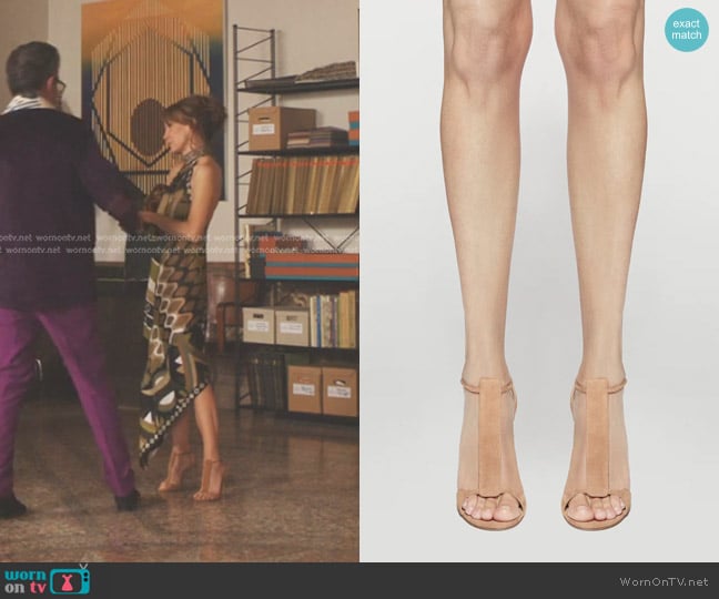 Francesco Russo R1S950 Sandals in Cest worn by Sylvie (Philippine Leroy-Beaulieu) on Emily in Paris