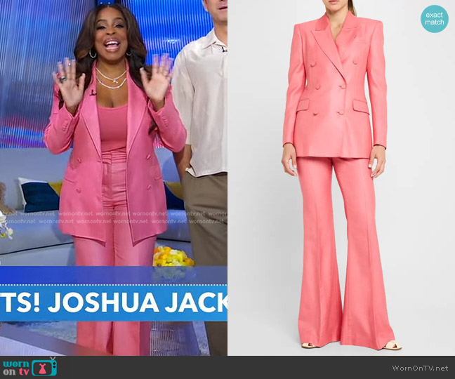 Gabriela Hearst Gavin Blazer Jacket and Rhein Wide-Leg Pants worn by Niecy Nash on Good Morning America