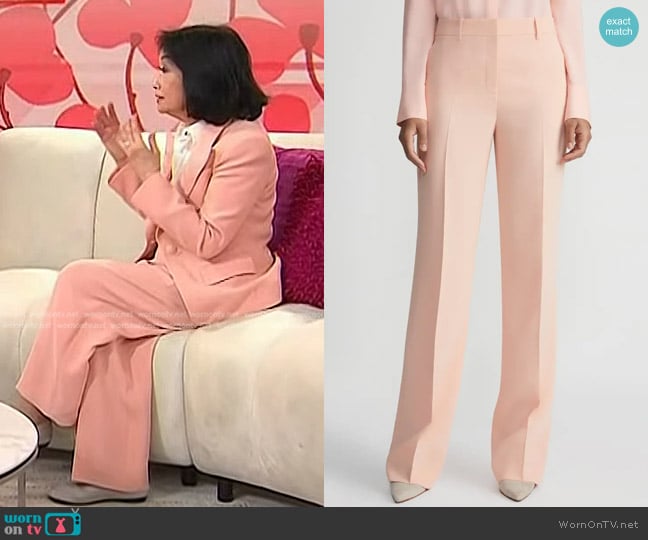 Lafayette 148 NY Gates Wide Leg Pants in Pink Dusk worn by Connie Chung on Today