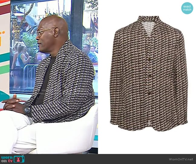 Giorgio Armani Interwoven-print Blazer worn by Samuel L. Jackson on Today