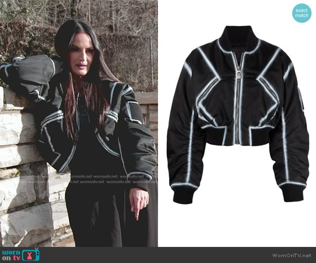 Givenchy x Chito Spray Paint Cropped Blouson Bomber Jacket worn by Lisa Barlow on The Real Housewives of Salt Lake City