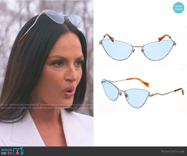 Gucci Cat-Eye Sunglasses in Silver worn by Lisa Barlow on The Real Housewives of Salt Lake City