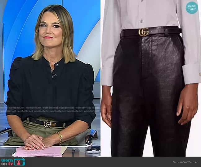 Gucci Reversible Logo-Plaque Belt worn by Savannah Guthrie on Today