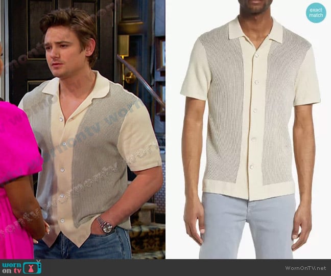 Rag and Bone Harvey Shirt in Ivory worn by Johnny DiMera (Carson Boatman) on Days of our Lives