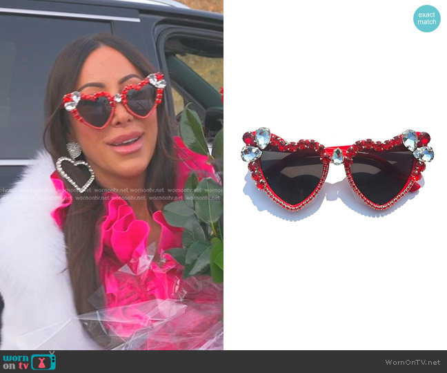 Willochra at Amazon Heart shaped Rhinestone Sunglasses worn by Angie Katsanevas on The Real Housewives of Salt Lake City