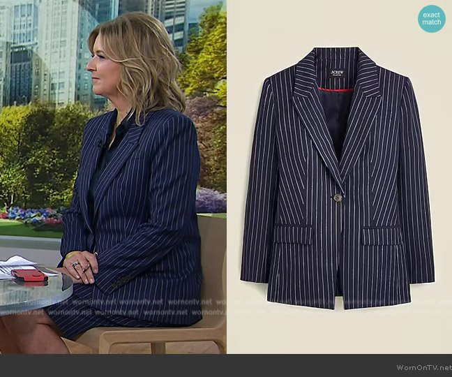 J. Crew Vivienne blazer in pinstripe Italian wool blend worn by Christine Romans on Today