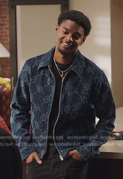 JR's blue printed denim jacket on All American Homecoming