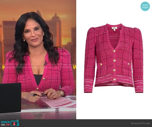 L'Agence Jenni Cardigan in Pink Multi worn by Darlene Rodriguez on Today