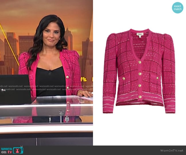 L'Agence Jenni Cardigan in Pink Multi worn by Darlene Rodriguez on Today