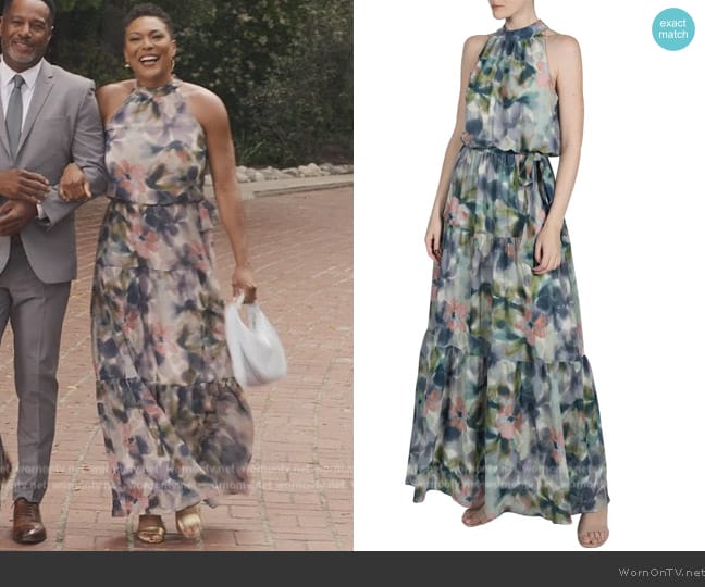 Julia Jordan Watercolor Floral Crinkle Maxi Dress worn by Viola Smith (Vernee Watson) on Bel-Air