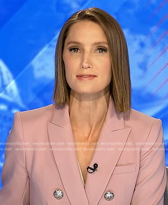 Kayna Whitworth’s pink double breasted blazer on Good Morning America