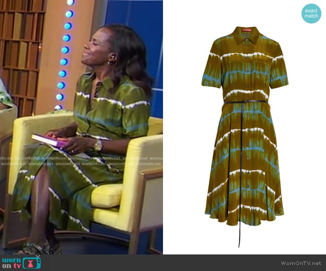 Altuzarra Kiera Tie-Dye Silk Shirtdress worn by Deborah Roberts on Good Morning America