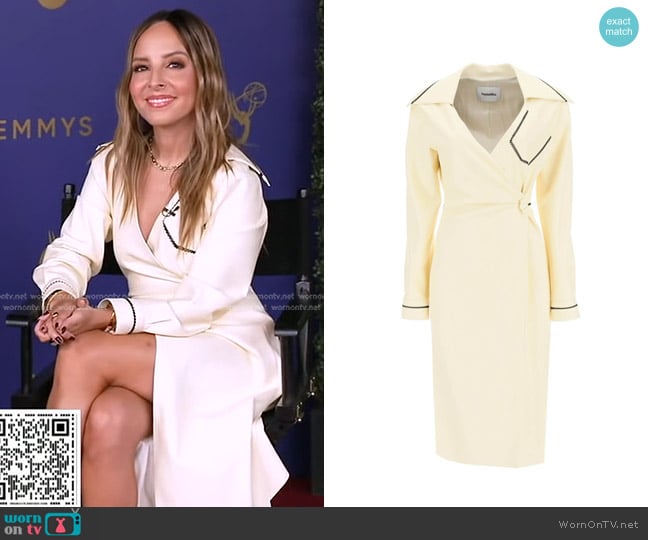 Nanushka Berna Vegan Leather Midi Wrap Dress worn by Lilliana Vazquez on Good Morning America