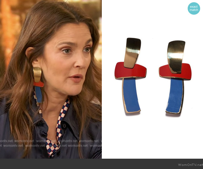 Lizzie Fortunato Ernesto Earrings worn by Drew Barrymore on The Drew Barrymore Show