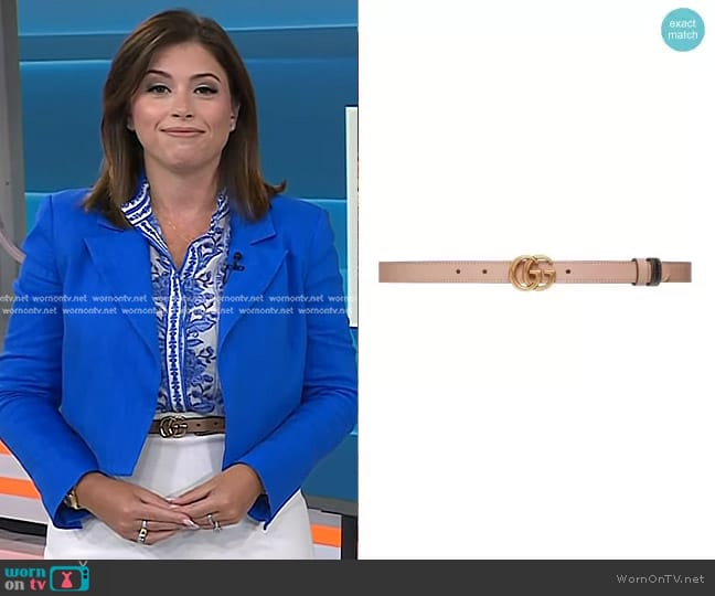 Gucci Logo-Plaque Belt worn by Chloe Melas on Today