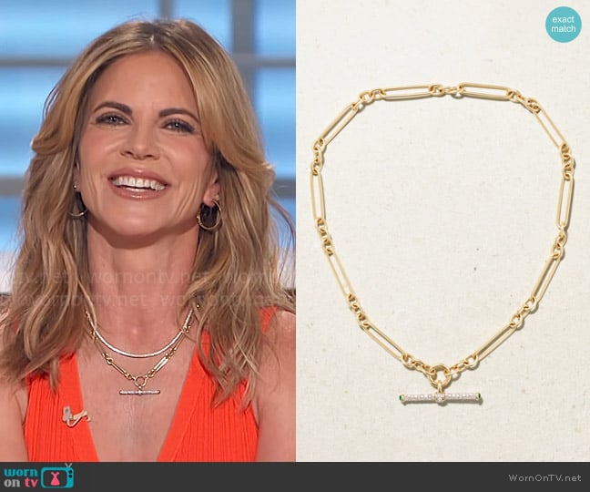 Lucy Delius Trombone T-Bar Necklace worn by Natalie Morales on The Talk