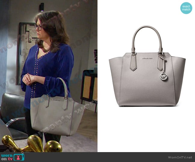 MICHAEL Michael Kors Hayes Large Leather Tote worn by Connie (Julie Dove) on Days of our Lives