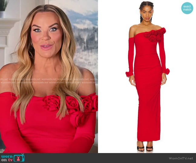 Miscreants Gathered Charlotte Dress in Red worn by Heather Gay on The Real Housewives of Salt Lake City