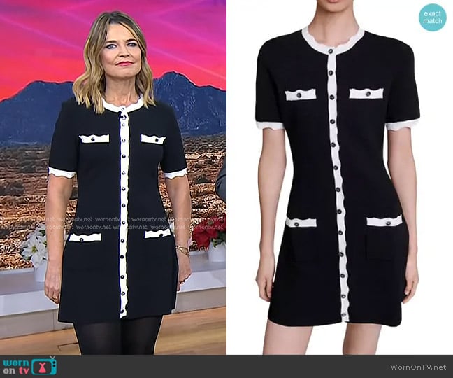 Maje Rolinette Contrast Trim Knit Dress worn by Savannah Guthrie on Today