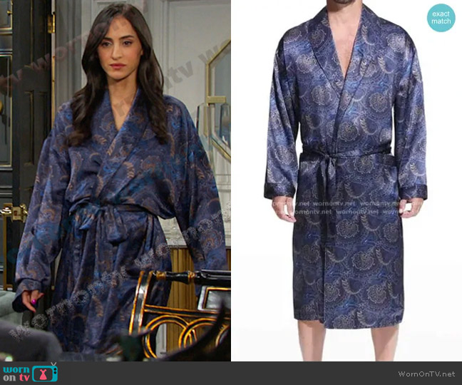 Majestic International Silk Paisley Shawl Robe worn by Gabi Hernandez (Cherie Jimenez) on Days of our Lives