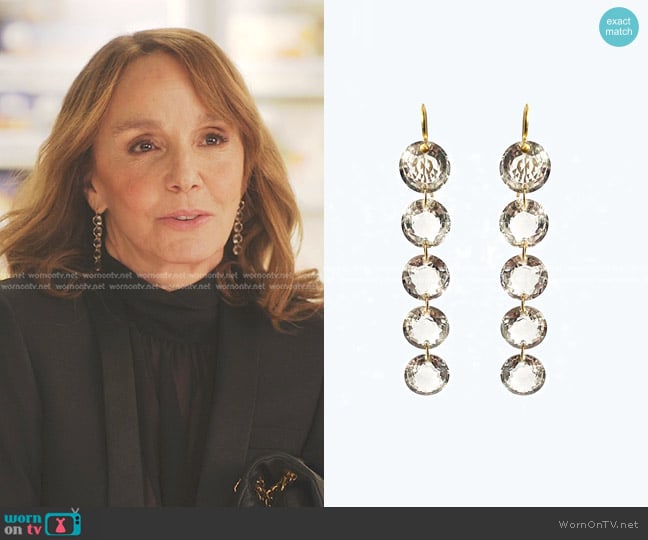 Marie Helene de Taillac Rivières Earrings in Smokey Quartz worn by Sylvie (Philippine Leroy-Beaulieu) on Emily in Paris