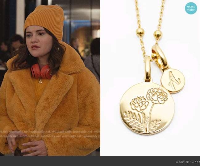 Rellery Marigold Initial Necklace - October Flower worn by Mabel Mora (Selena Gomez) on Only Murders in the Building