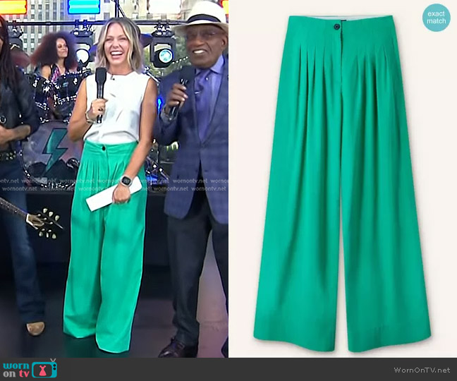 Me+Em Fluid Micro Pleat Wide-Leg Pant worn by Dylan Dreyer on Today