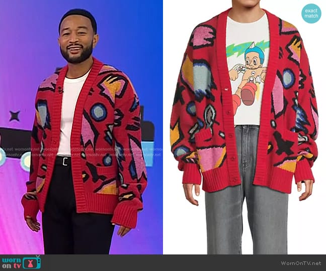 Members of the Rage Illusion V-Neck Cardigan in Bordeaux worn by John Legend on Today